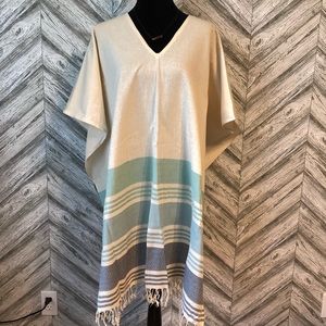 TRIBE ALIVE Caftan Tunic Cover Up, Seafoam, NWT